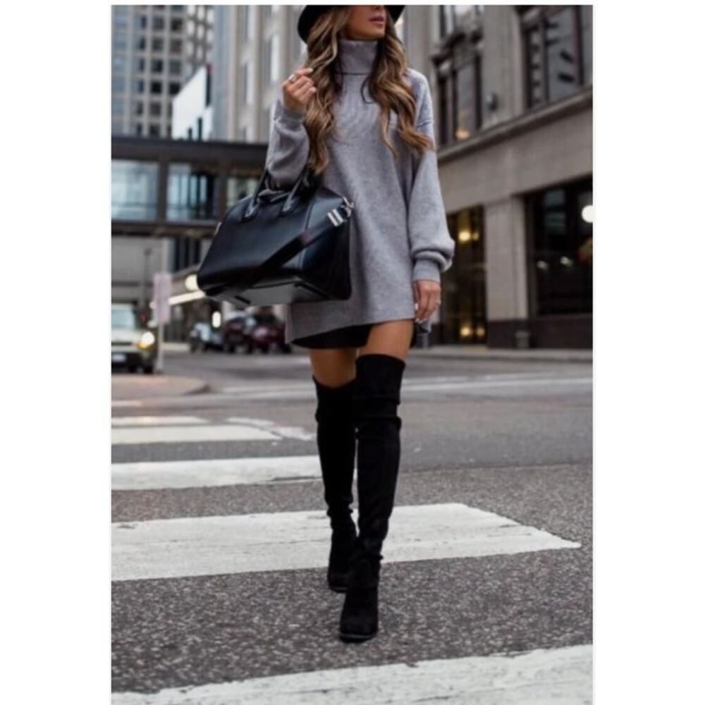 Stuart Weitzman Jocey Over The Knee Boots Women Size 7M Black Suede Classic Chic